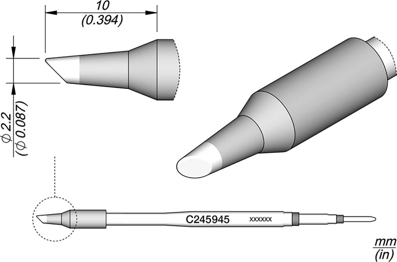 Lötspitze abgeschrägt, D: 2,2 mm, C245945