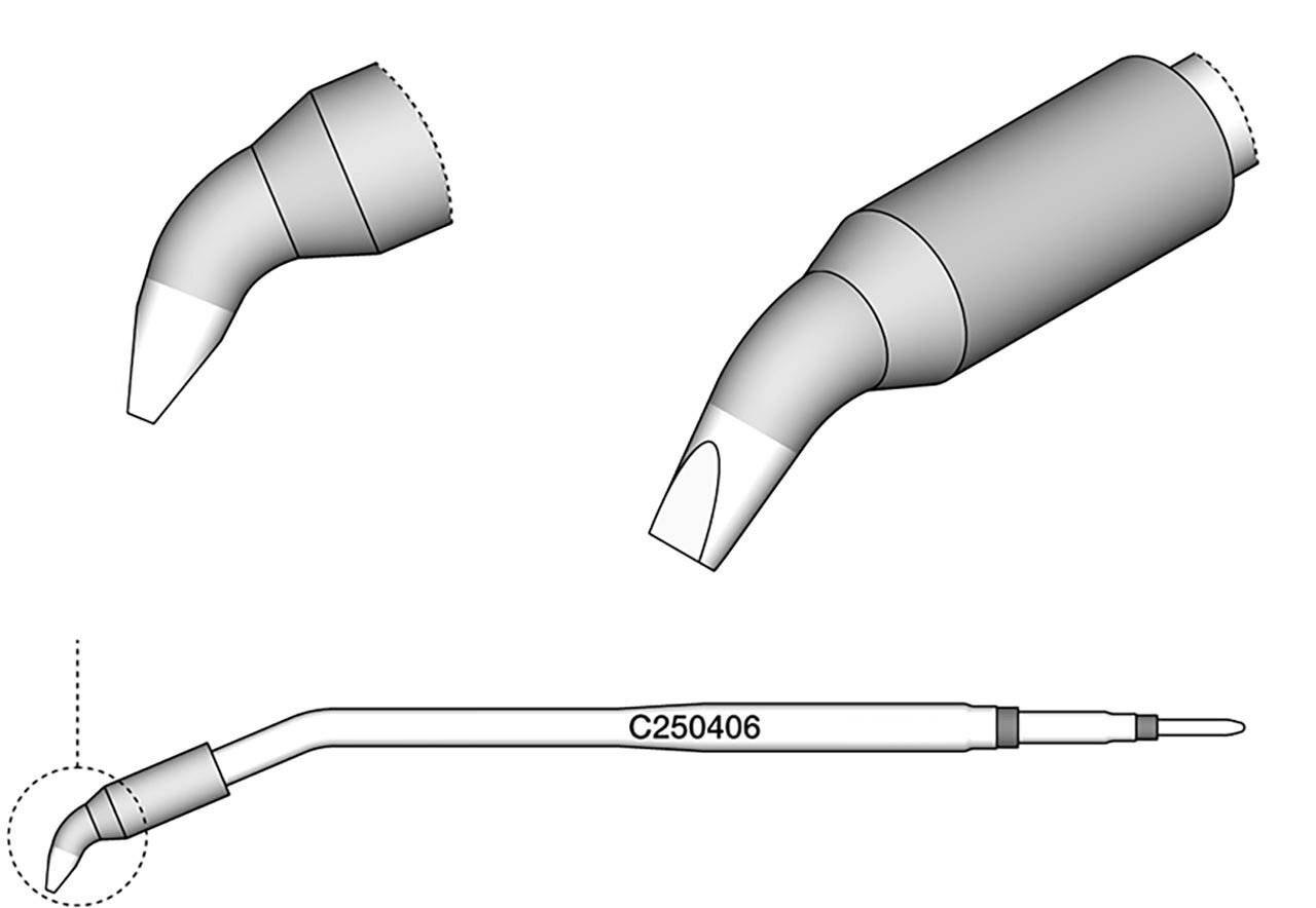 Lötspitze meißelförmig, gebogen, 2,2 x 1 mm, C250406
