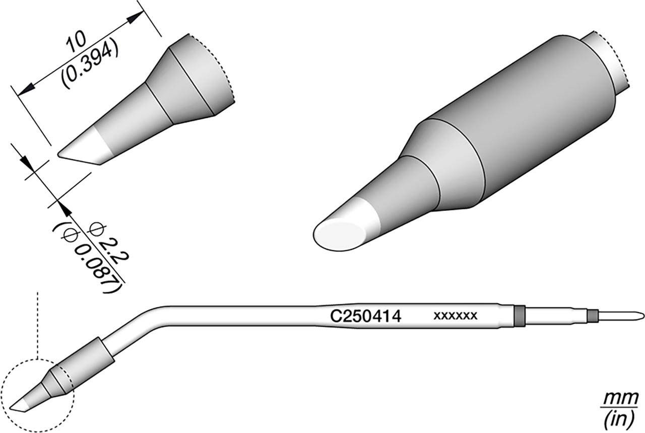 Lötspitze abgeschrägt, D: 2,2 mm, C250414