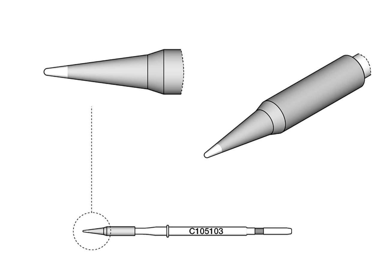 Lötspitze konisch, D: 0,3 mm, gerade, rund, C105103