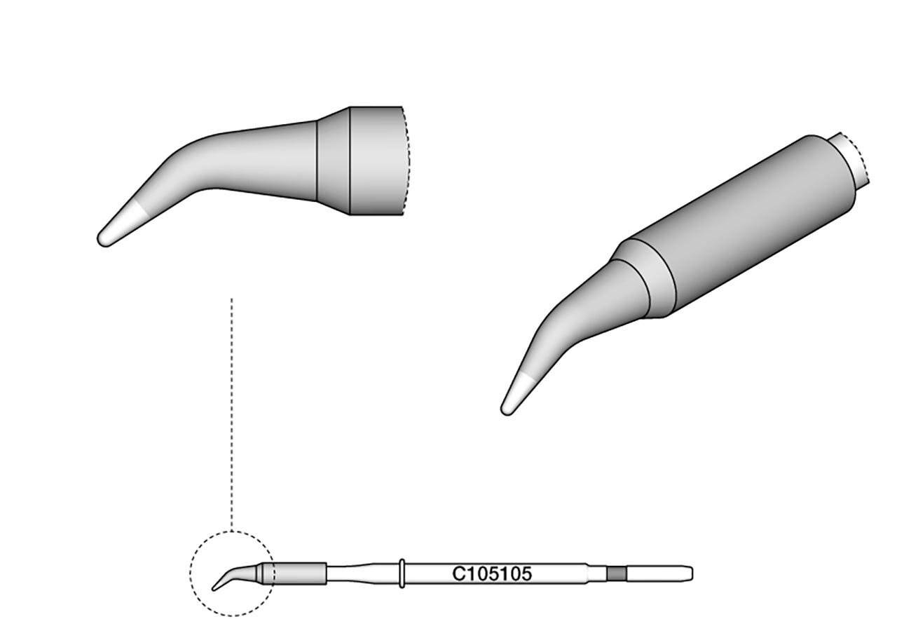 Lötspitze konisch gebogen, D: 0,3 mm, C105105