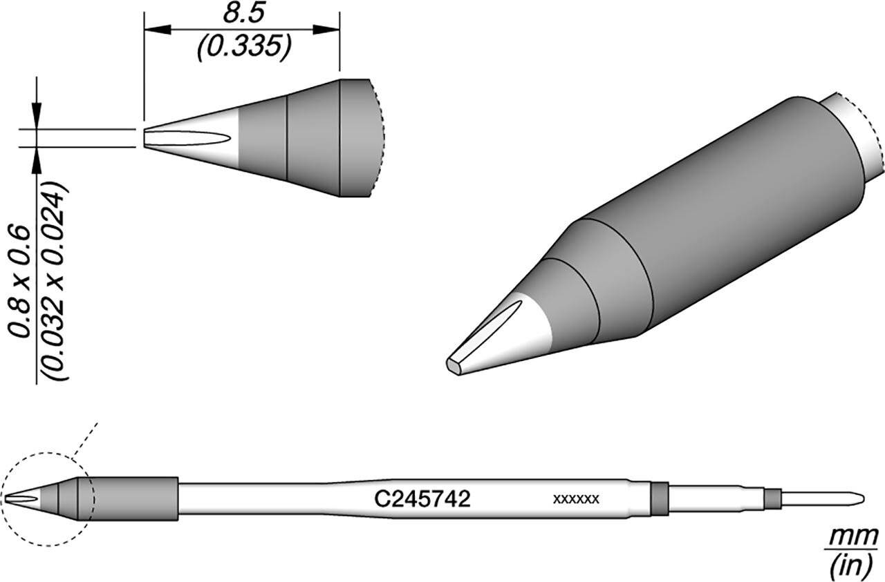 Lötspitze meißelförmig, 0,8 x 0,6 mm, C245742