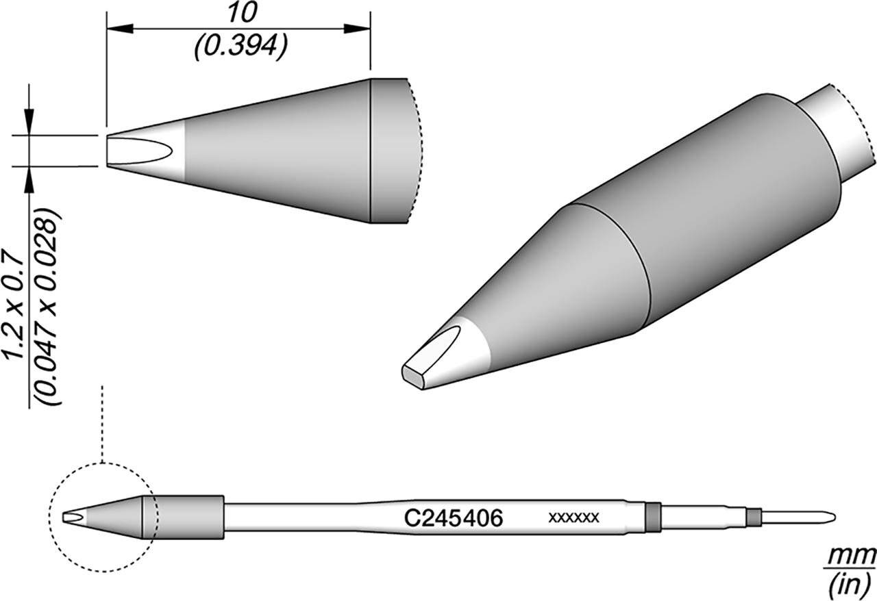 Lötspitze meißelförmig, 1,2 x 0,7 HT, C245406