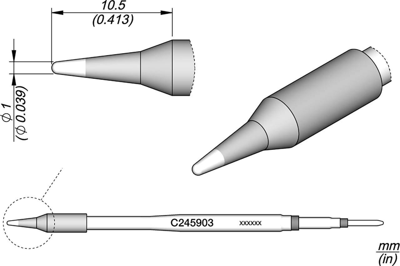 Lötspitze konisch, D: 1,2 mm, C245903