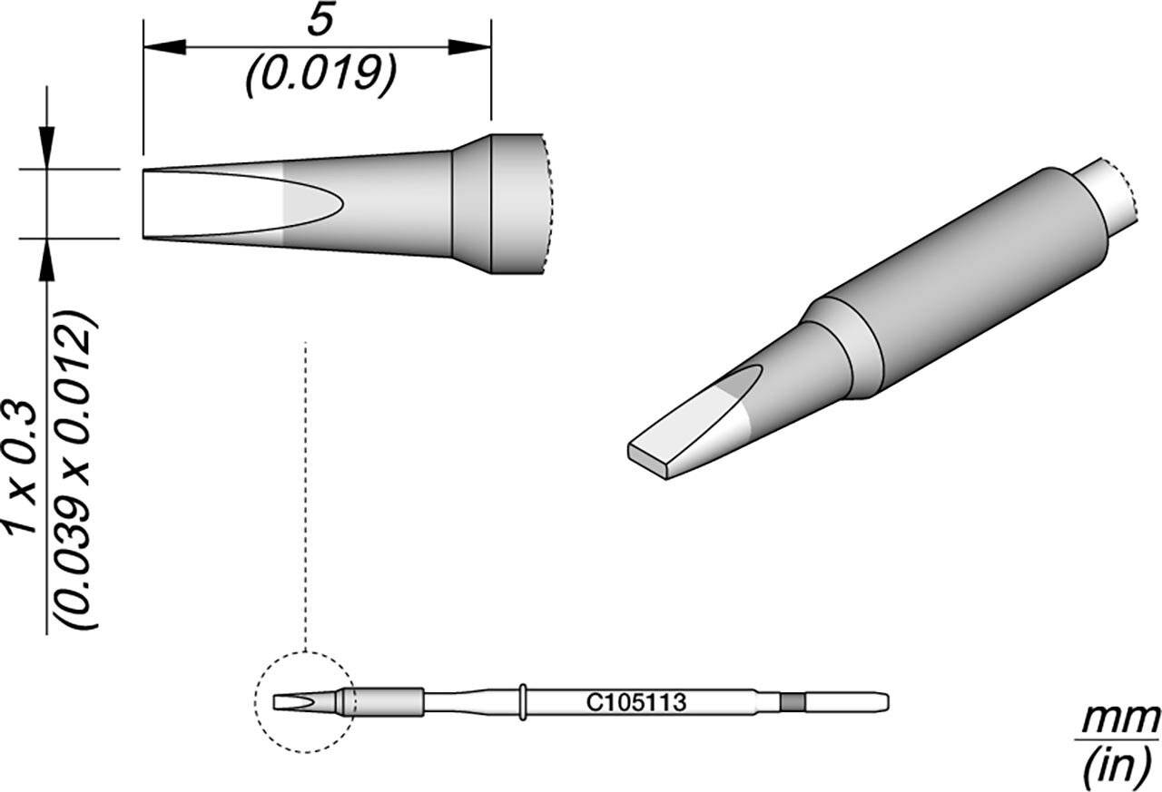 Lötspitze meißelförmig, gerade, 1 x 0,3 mm, C105113