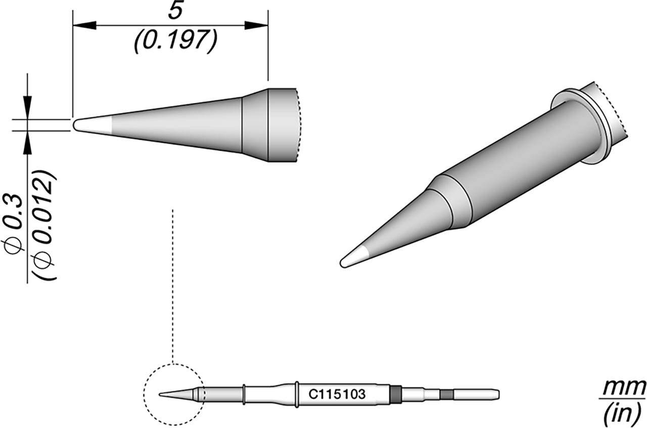 Lötspitze konisch, D: 0,3 mm, C115103