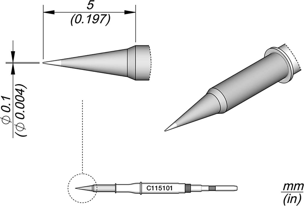 Lötspitze konisch, D: 0,1 mm, C115101