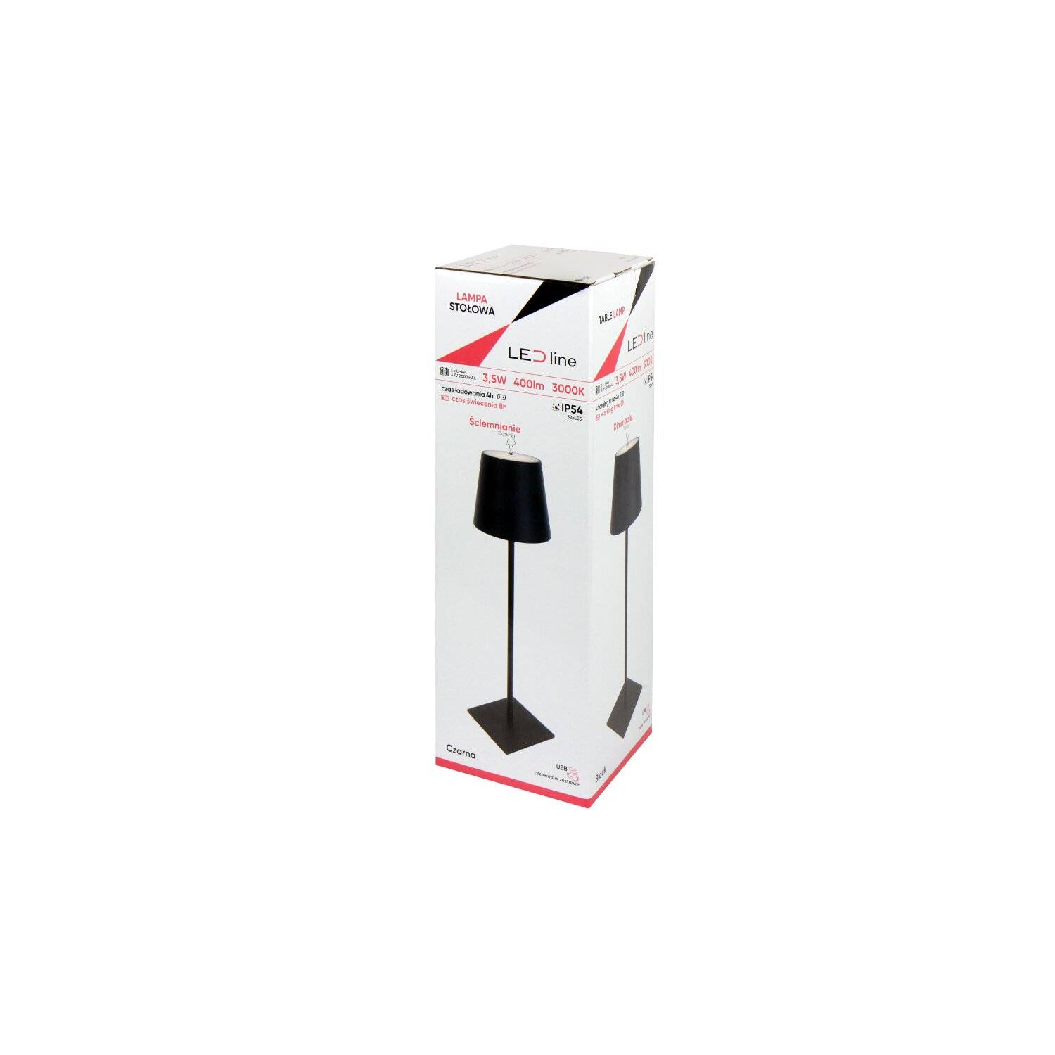 Tischleuchte 3,5W 400lm 3000K Warmweiß Wasserdicht IP54 2x2000mAh Tischlampe Schwarz