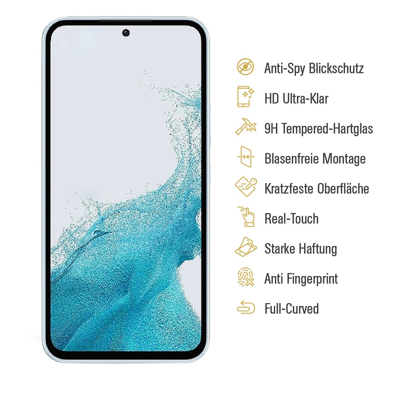 1x Blickschutz 9H Panzerhartglas für Samsung Galaxy A54 5G Anti-Spion Displayschutz Panzerfolie Schutzfolie echtes Tempered Panzerglas Schutzglas