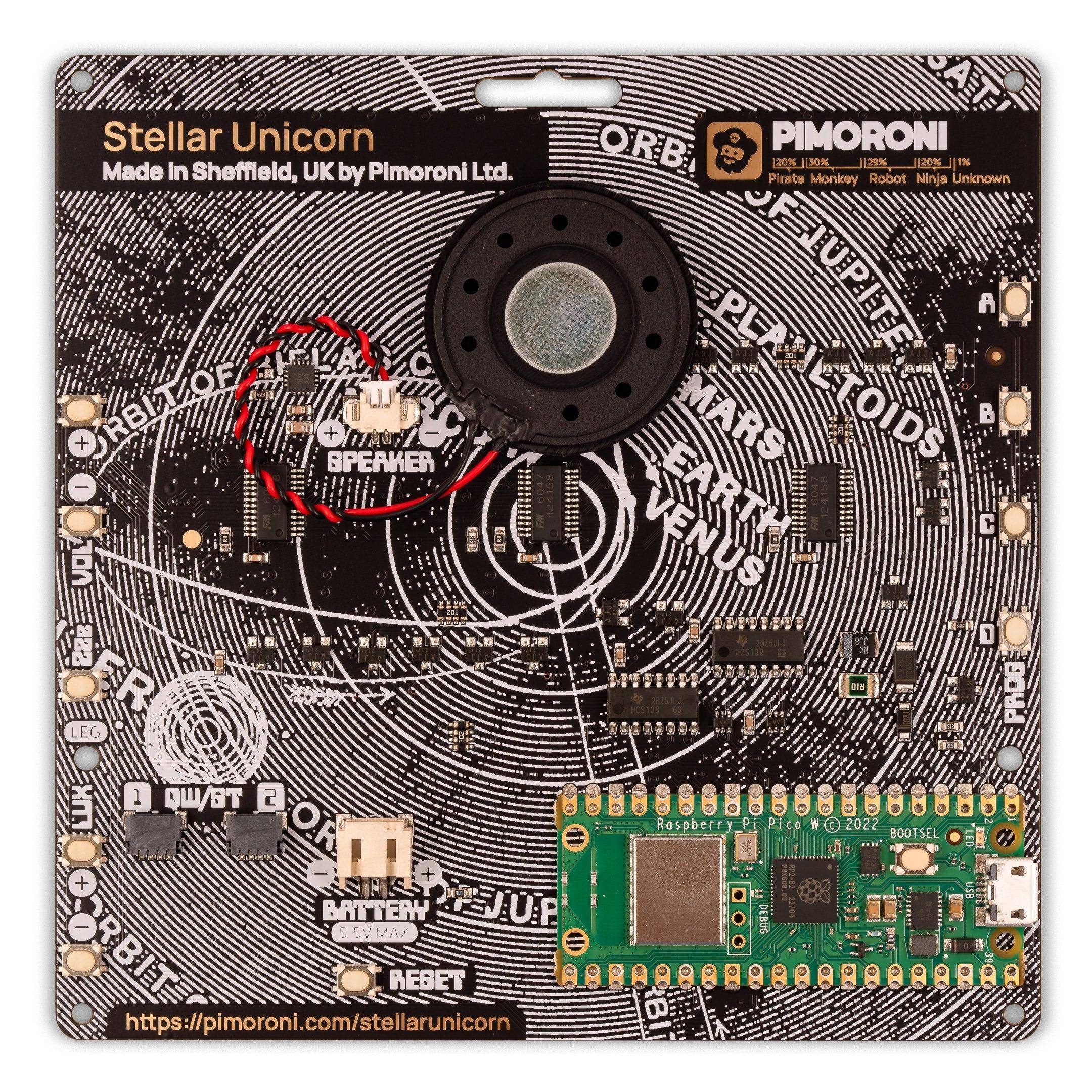 Pimoroni Raspberry Pi Pico W RGB LED Matrix Stellar Unicorn 16x16