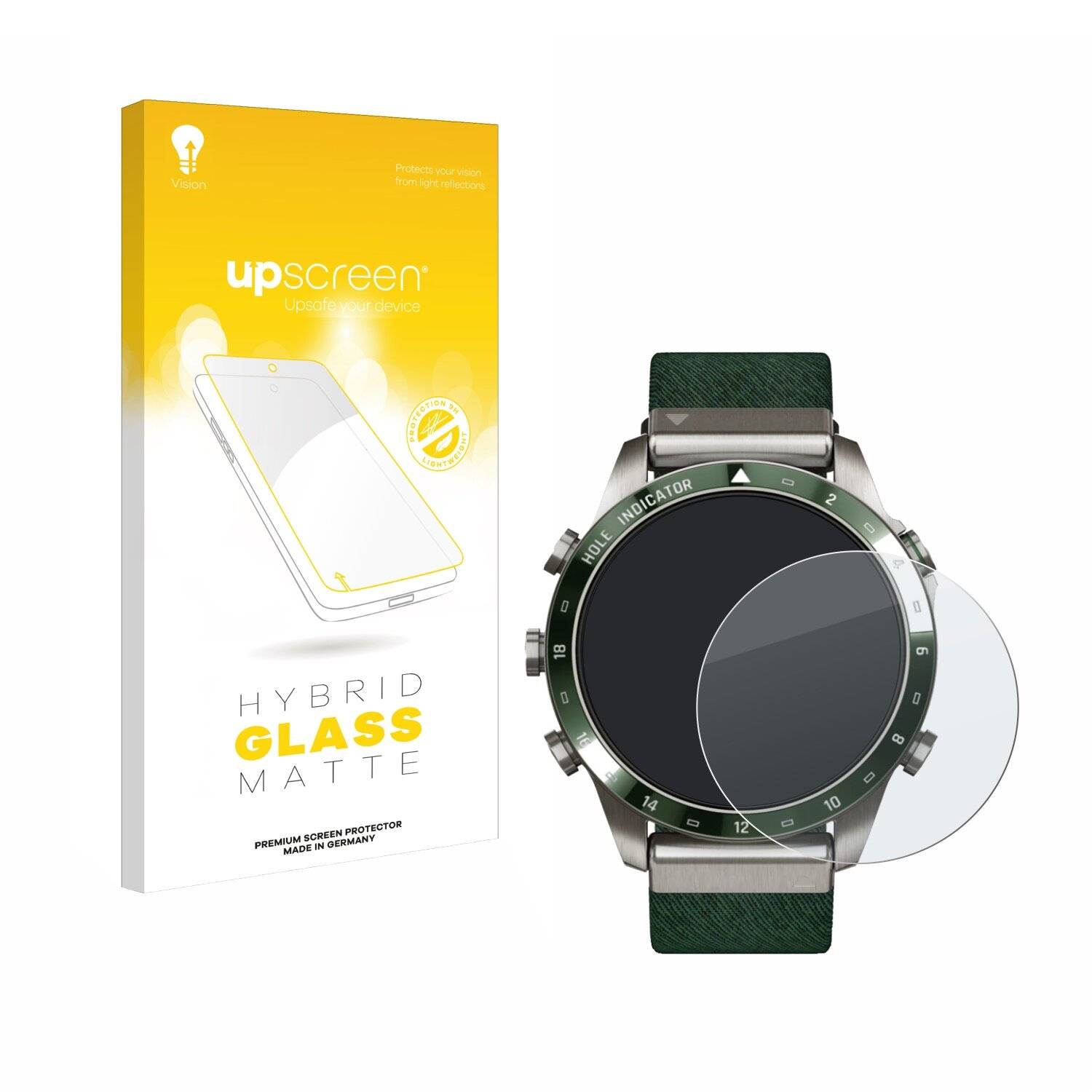 upscreen Hybrid Glas Matt Panzer-Folie für Garmin Marq Golfer Gen