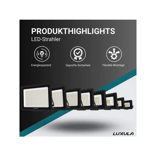 LUXULA LED-Fluter, EEK: F, 10W, 1000lm, 3000K, schwarz LUXULA LED-Fluter, EEK: F, 10W, 1000lm, 3000K, schwarz