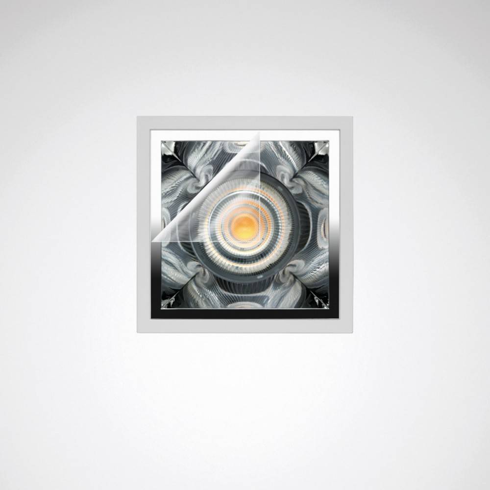 Ein futuristisches, abstraktes Kunstwerk mit einem kreisförmigen Muster in der Mitte, das metallische und geschwungene Designs aufweist, gerahmt von einem metallischen Rahmen.