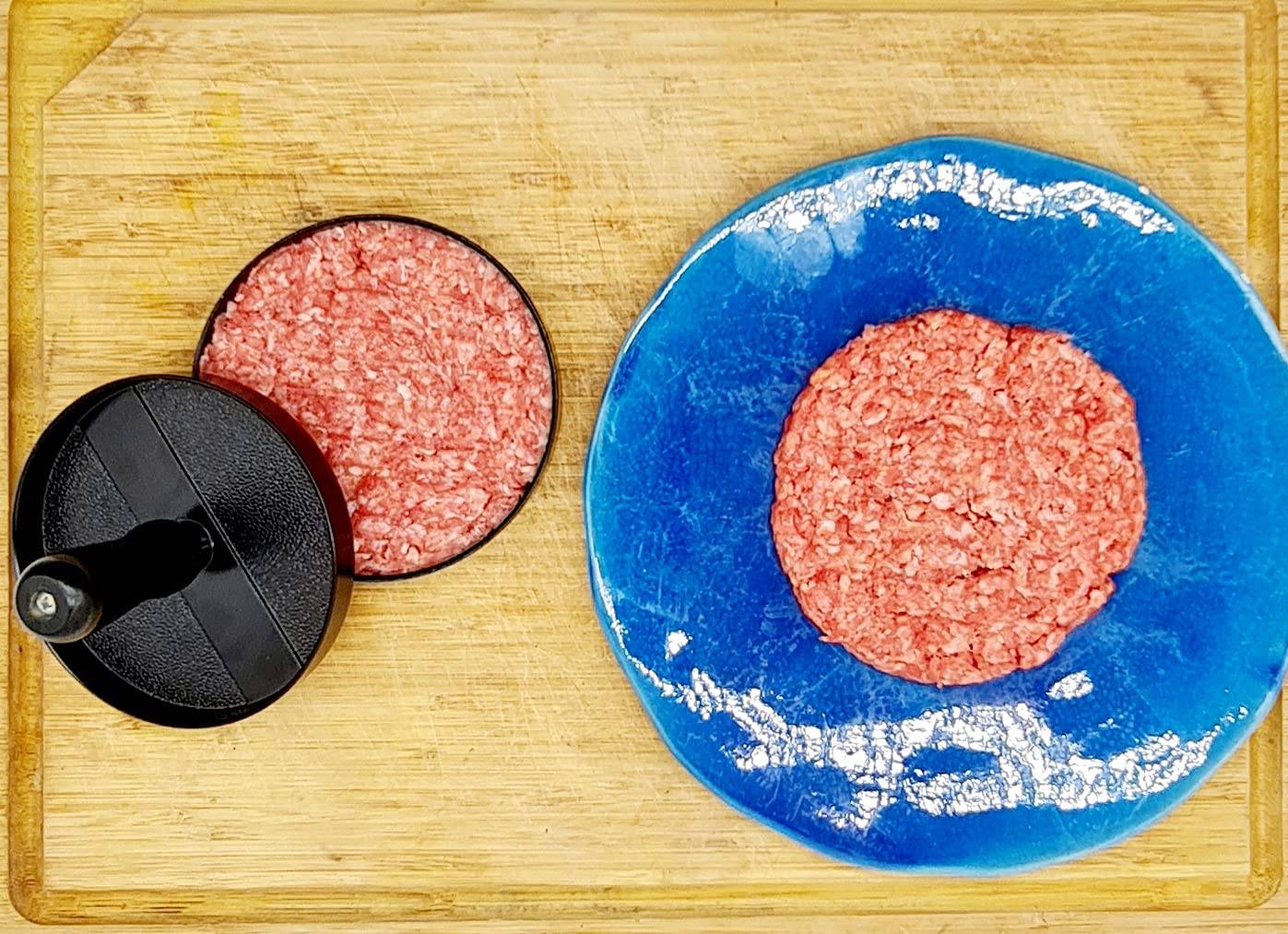 Dreiklang - be smart Hamburger Burger Press Aluminium Holzgriff Plastikfrei (schwarz mit schwarzem Holzgriff)