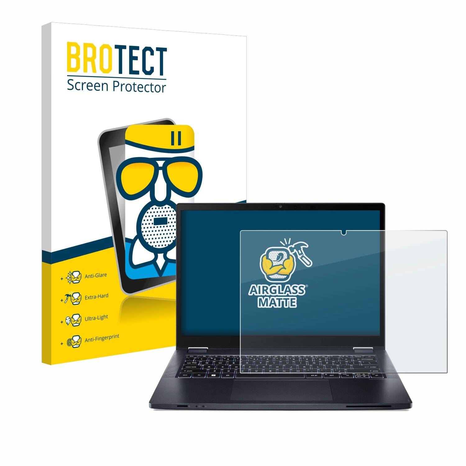 BROTECT AirGlass Matt Glas Panzer Folie für Acer TravelMate Spin P4 14