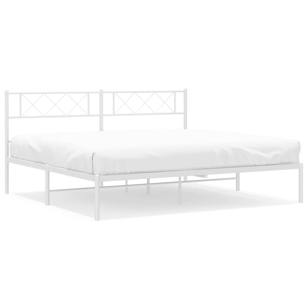 vidaXL Bettgestell mit Kopfteil Metall Weiß 180x200 cm