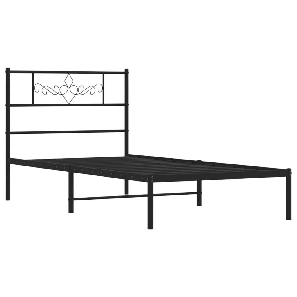 vidaXL Bettgestell mit Kopfteil Metall Schwarz 80x200 cm