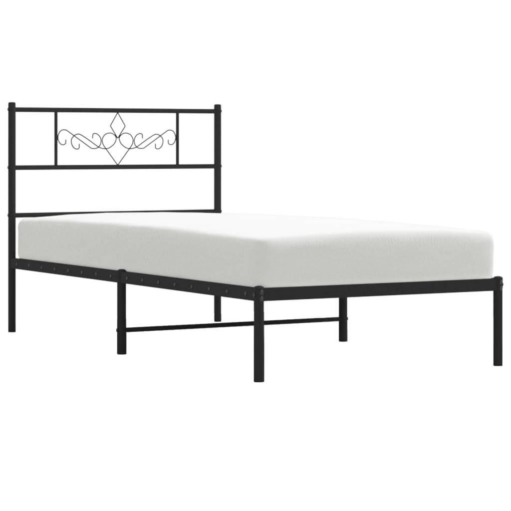 vidaXL Bettgestell mit Kopfteil Metall Schwarz 80x200 cm