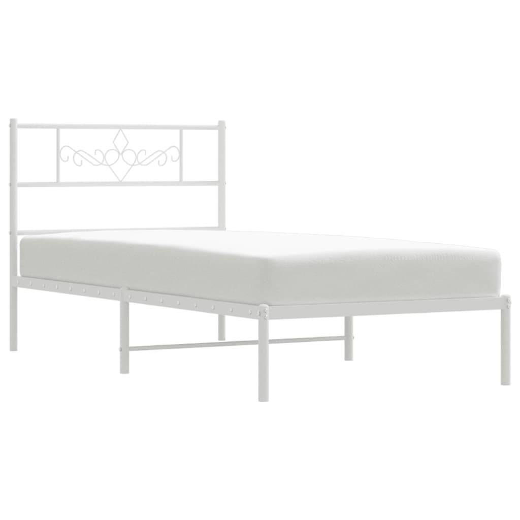 vidaXL Bettgestell mit Kopfteil Metall Weiß 100x200 cm