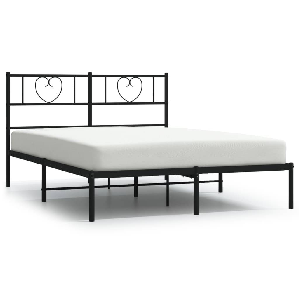 vidaXL Bettgestell mit Kopfteil Metall Schwarz 140x190 cm