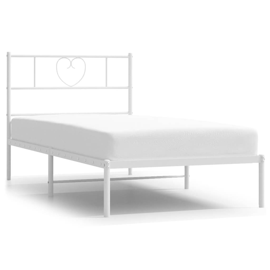 vidaXL Metallbett ohne Matratze mit Kopfteil Weiß 75x190 cm