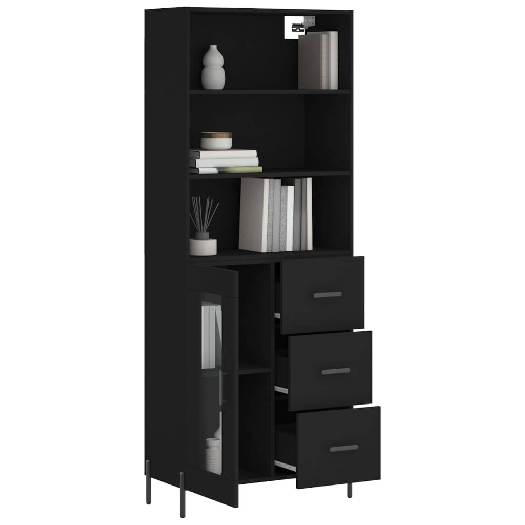 vidaXL Highboard Schwarz 69,5x34x180 cm Holzwerkstoff