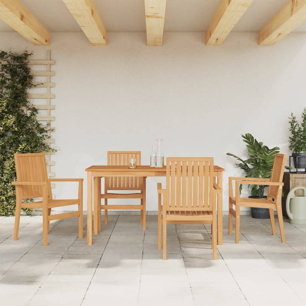 vidaXL 5-tlg. Garten-Essgruppe Massivholz Teak