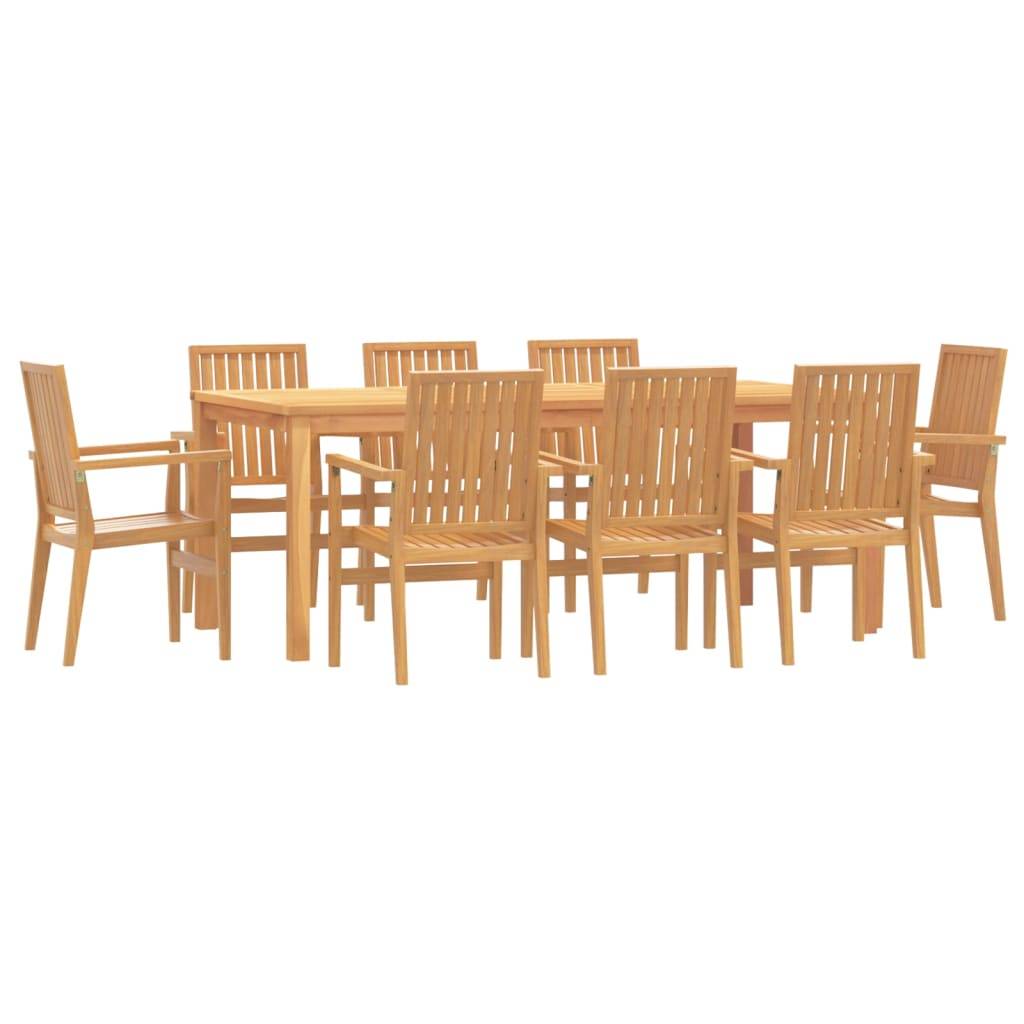 vidaXL 9-tlg. Garten-Essgruppe Massivholz Teak