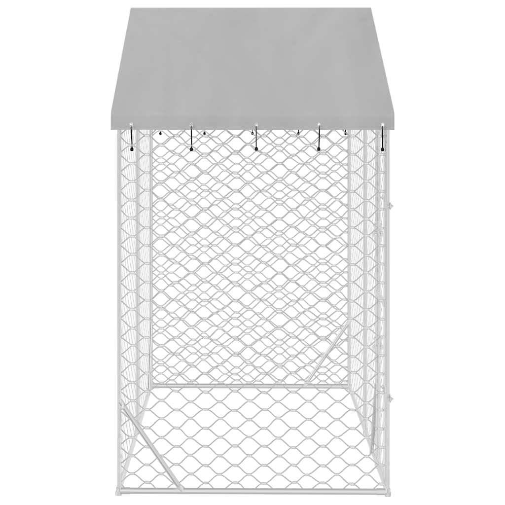 vidaXL Outdoor-Hundezwinger mit Dach Silber 3x1,5x2,5m Stahl Verzinkt
