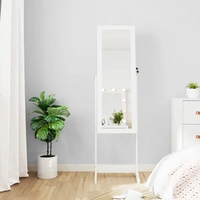 vidaXL Schmuckschrank mit Spiegel & LED-Beleuchtung Freistehend Weiß vidaXL Schmuckschrank mit Spiegel & LED-Beleuchtung Freistehend Weiß