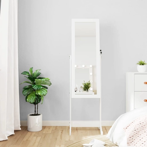 vidaXL Schmuckschrank mit Spiegel & LED-Beleuchtung Freistehend Weiß vidaXL Schmuckschrank mit Spiegel & LED-Beleuchtung Freistehend Weiß