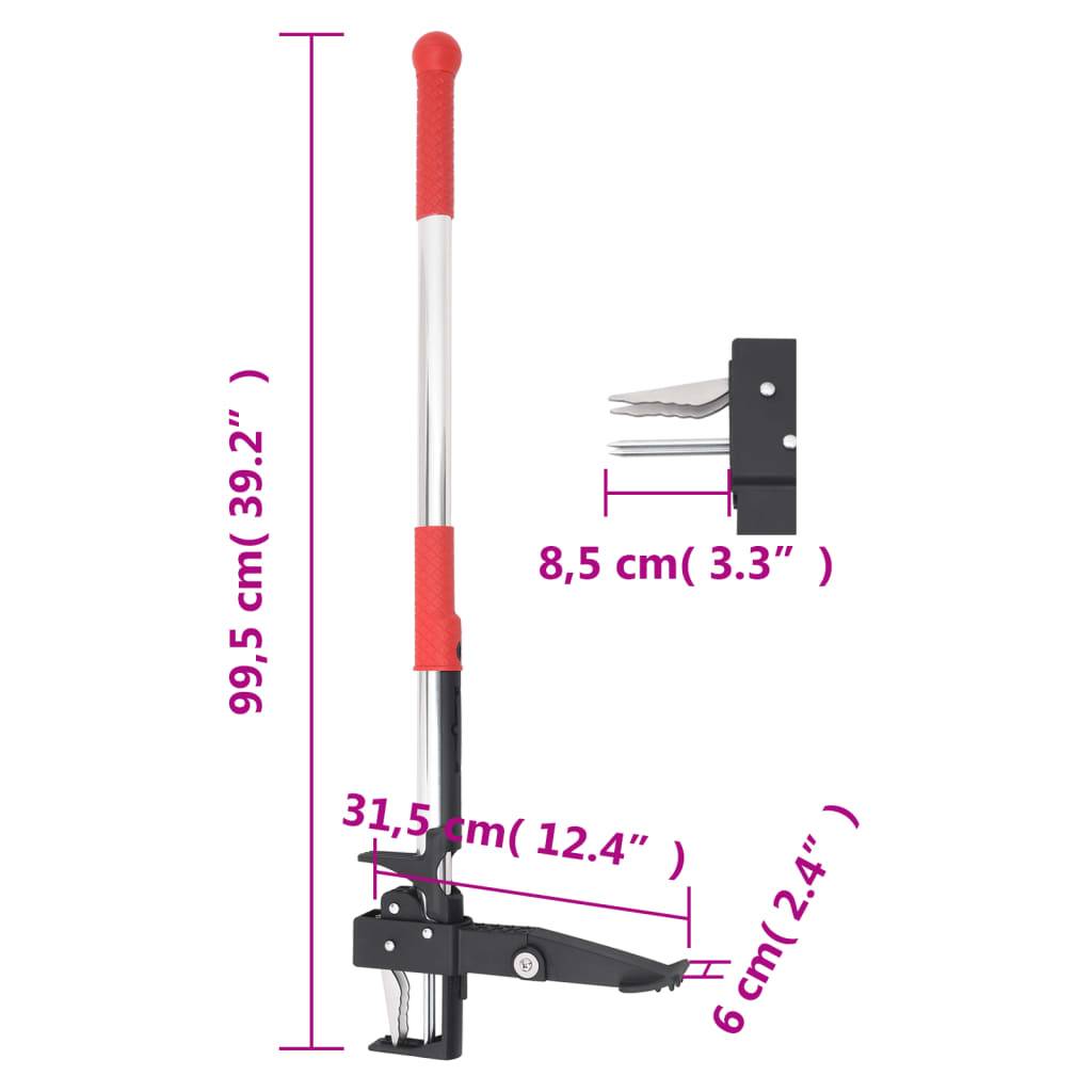 vidaXL Unkrautstecher Rot und Silbern 99,5 cm Eloxiertes Aluminium
