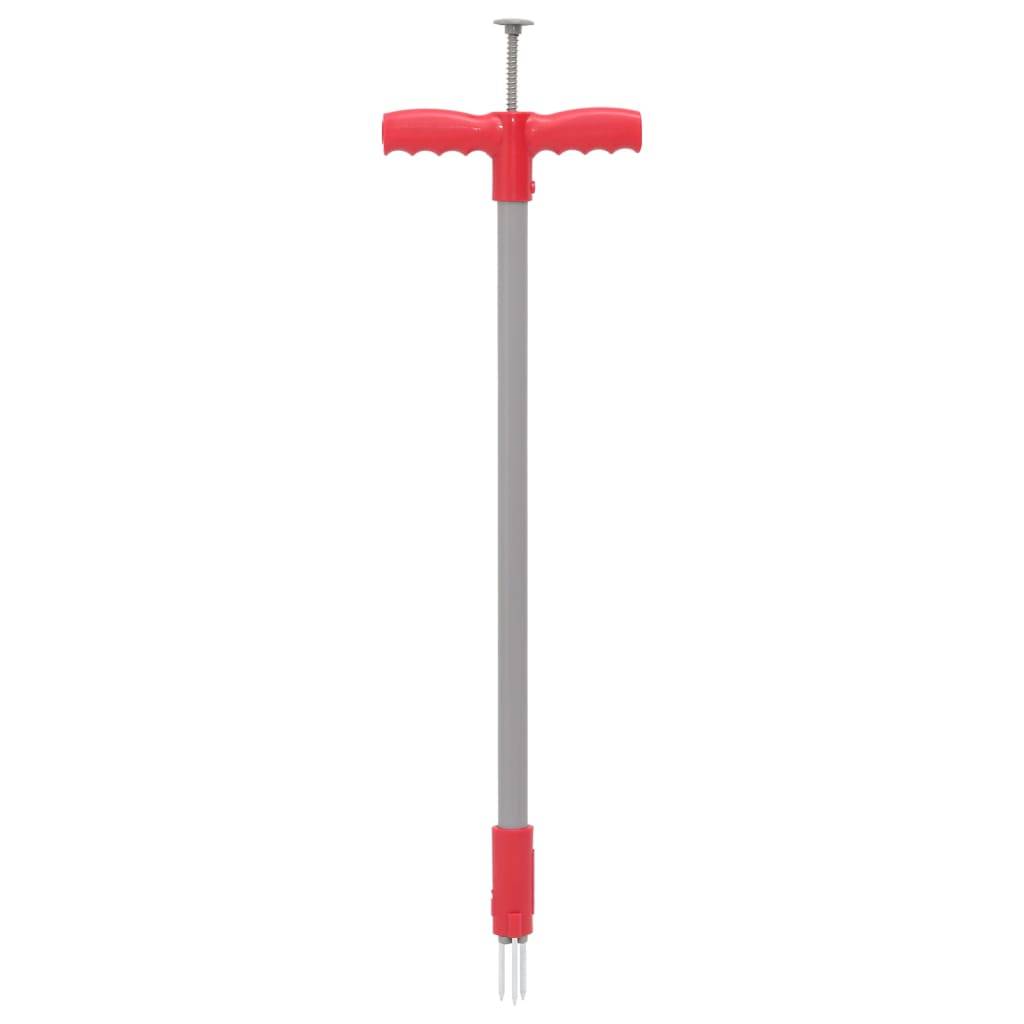 vidaXL Unkrautstecher Rot und Grau 93,5 cm Pulverbeschichteter Stahl
