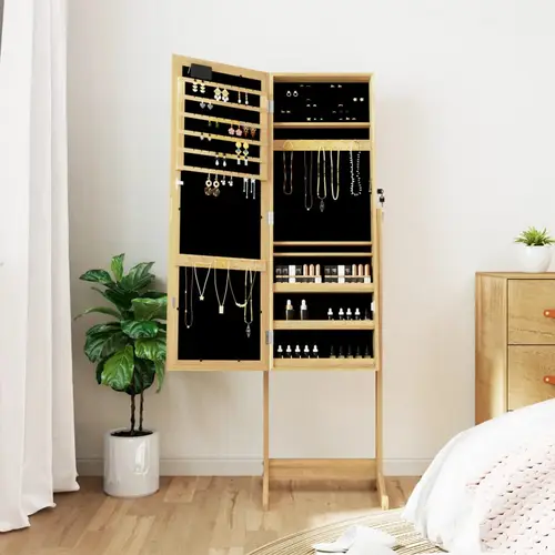 vidaXL Schmuckschrank mit Spiegel & LED-Beleuchtung Freistehend vidaXL Schmuckschrank mit Spiegel & LED-Beleuchtung Freistehend