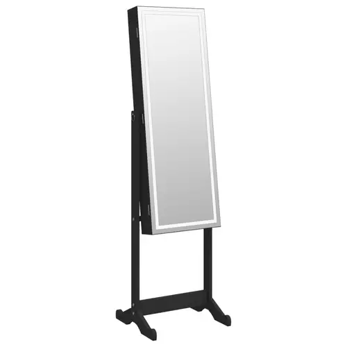 vidaXL Schmuckschrank mit Spiegel &LED-Beleuchtung Freistehend Schwarz vidaXL Schmuckschrank mit Spiegel &LED-Beleuchtung Freistehend Schwarz