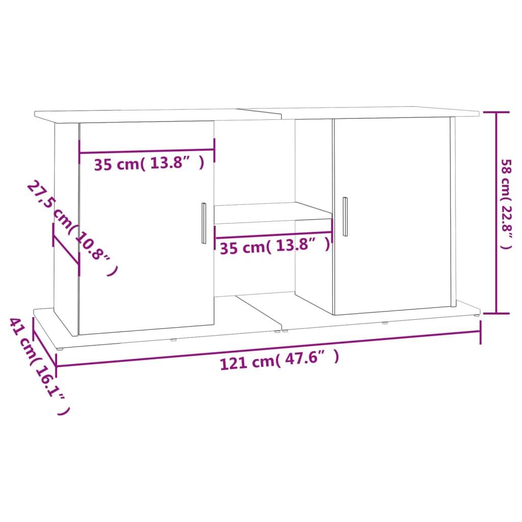 vidaXL Aquariumständer Grau Sonoma 121x41x58 cm Holzwerkstoff