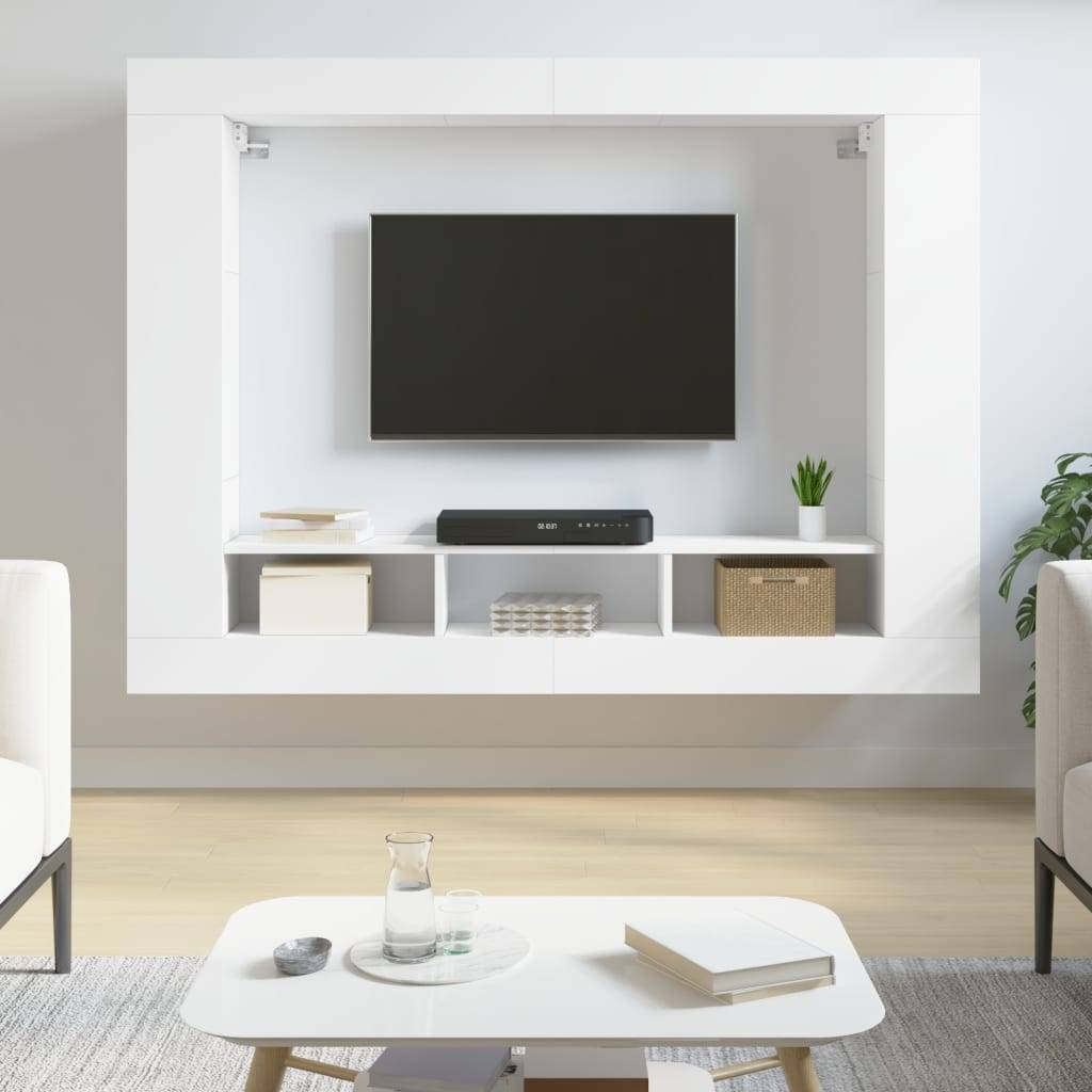 vidaXL TV-Schrank Weiß 152x22x113 cm Holzwerkstoff
