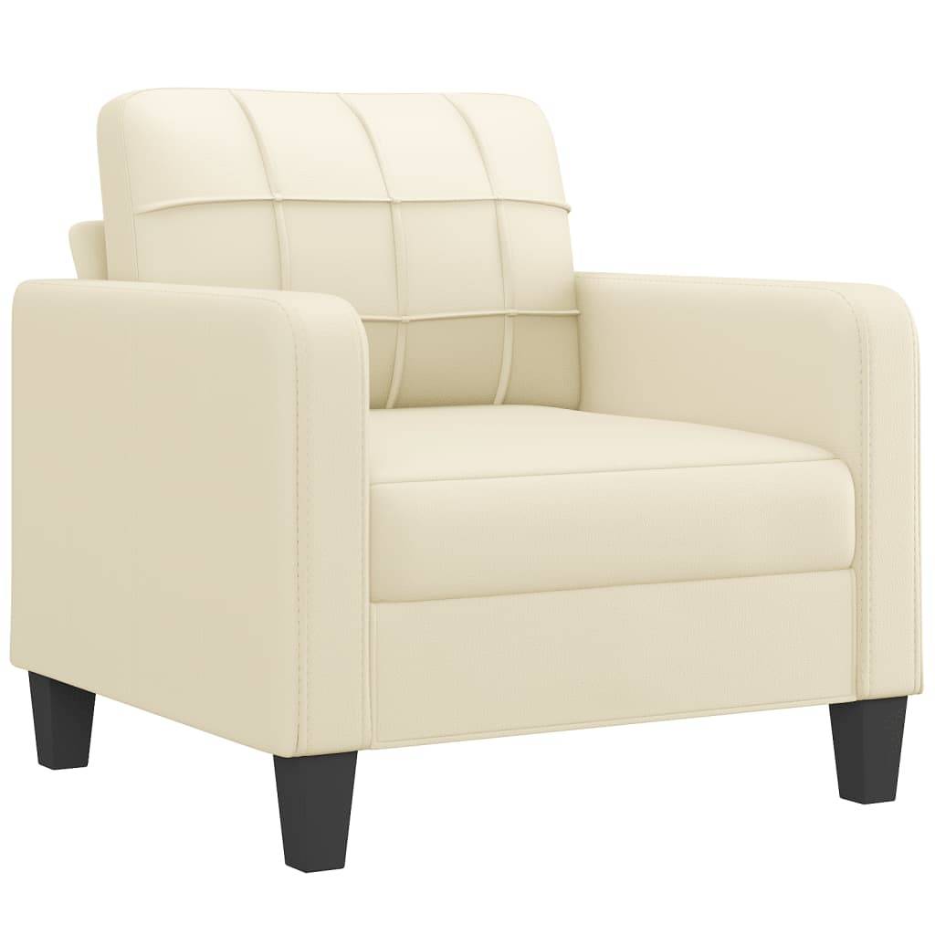 vidaXL Sessel mit Hocker Creme 60 cm Kunstleder