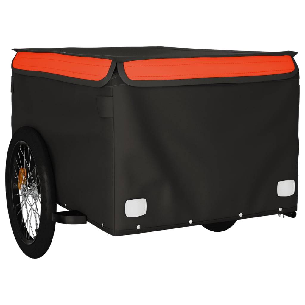 vidaXL Fahrradanhänger Schwarz und Orange 45 kg Eisen