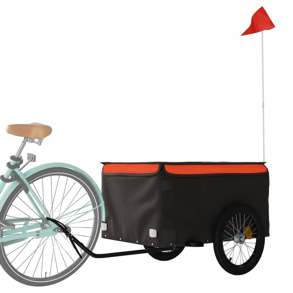 vidaXL Fahrradanhänger Schwarz und Orange 45 kg Eisen
