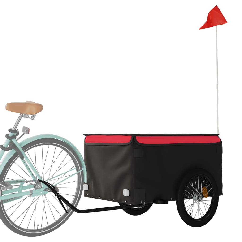 vidaXL Fahrradanhänger Schwarz und Rot 45 kg Eisen