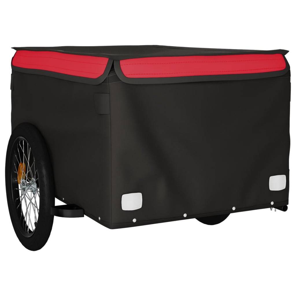 vidaXL Fahrradanhänger Schwarz und Rot 45 kg Eisen