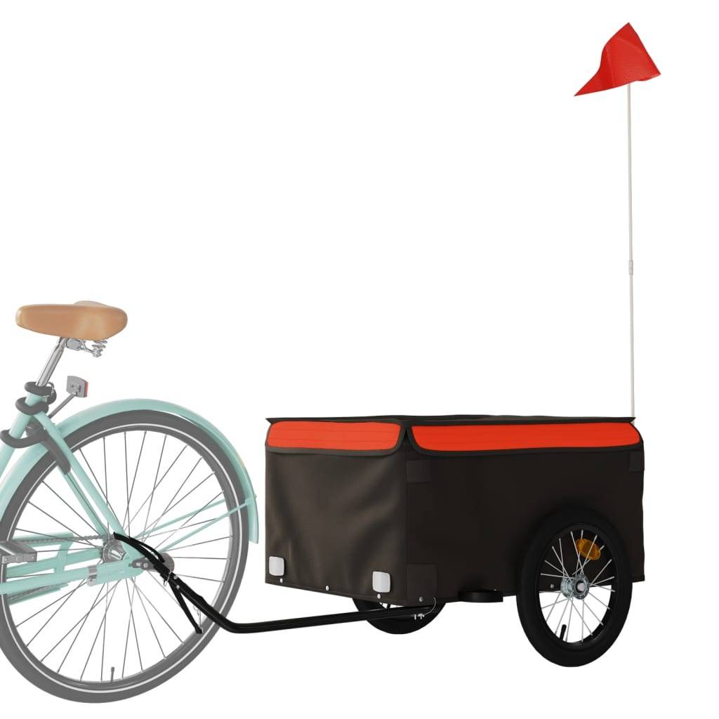 vidaXL Fahrradanhänger Schwarz und Orange 45 kg Eisen
