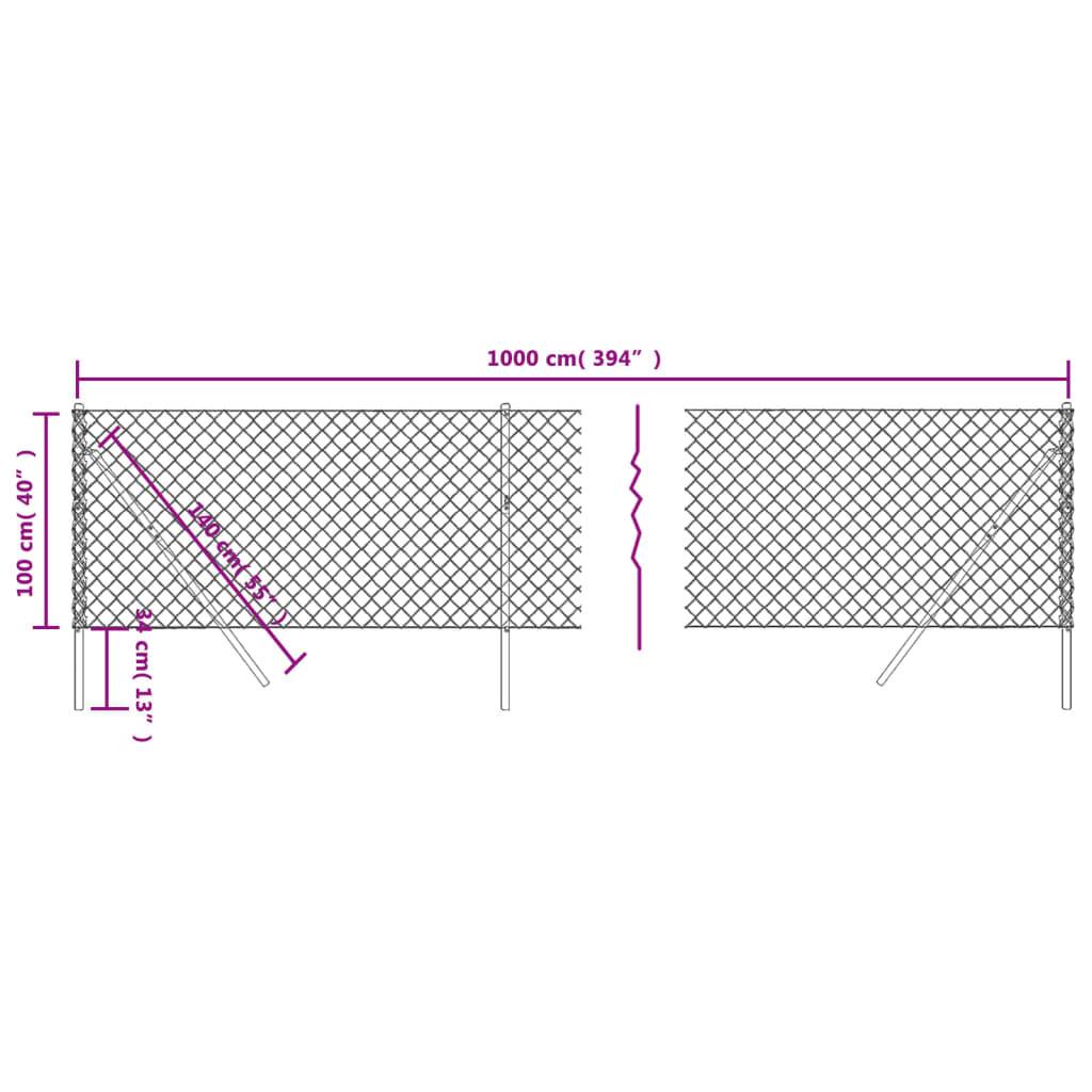 vidaXL Maschendrahtzaun Grün 1x10 m