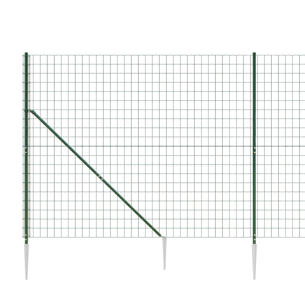 vidaXL Maschendrahtzaun mit Bodenhülsen Grün 1,4x10 m