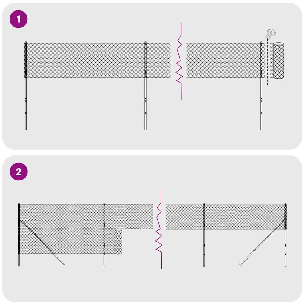 vidaXL Maschendrahtzaun Grün 2x25 m Verzinkter Stahl