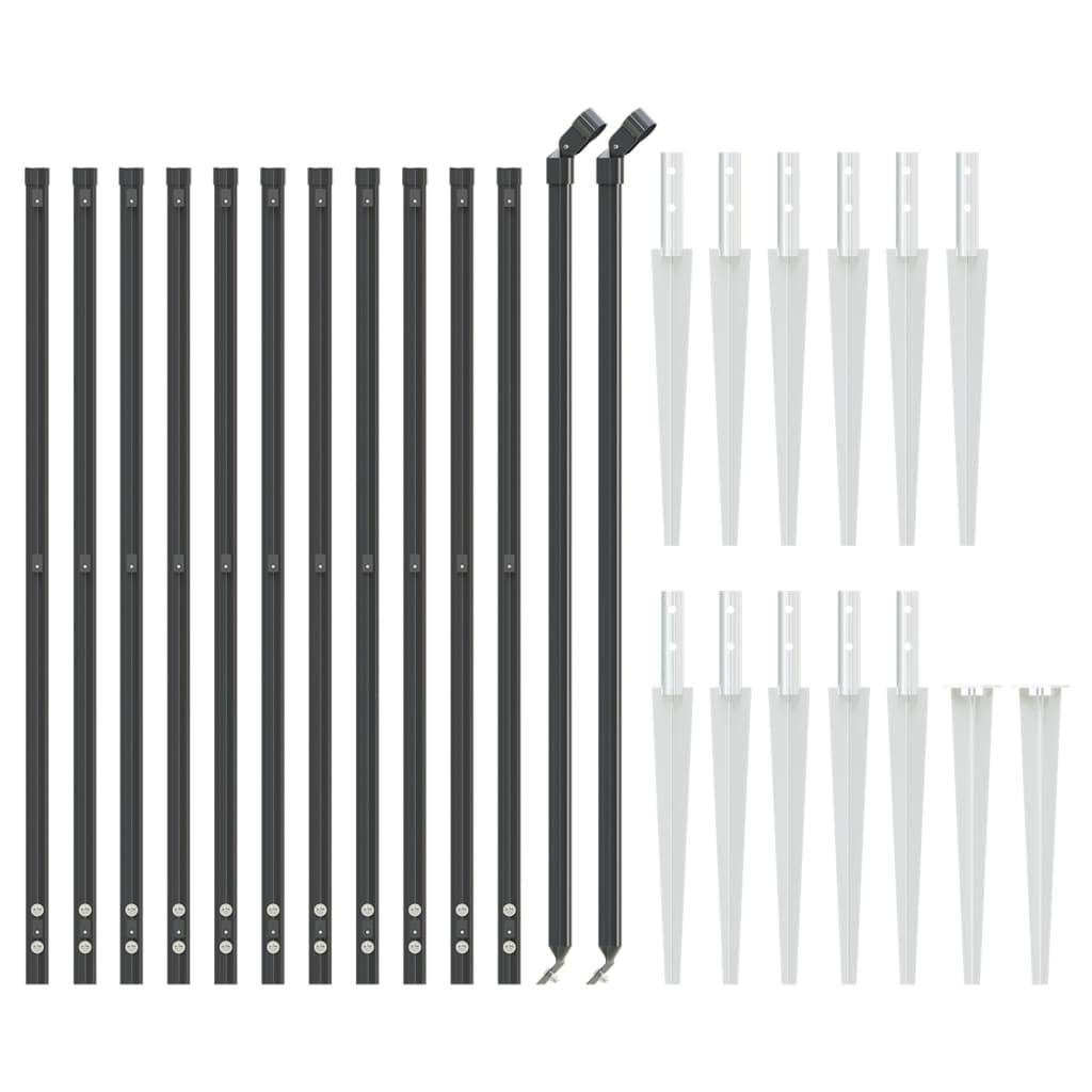 vidaXL Maschendrahtzaun mit Bodenhülsen Anthrazit 1,1x25 m