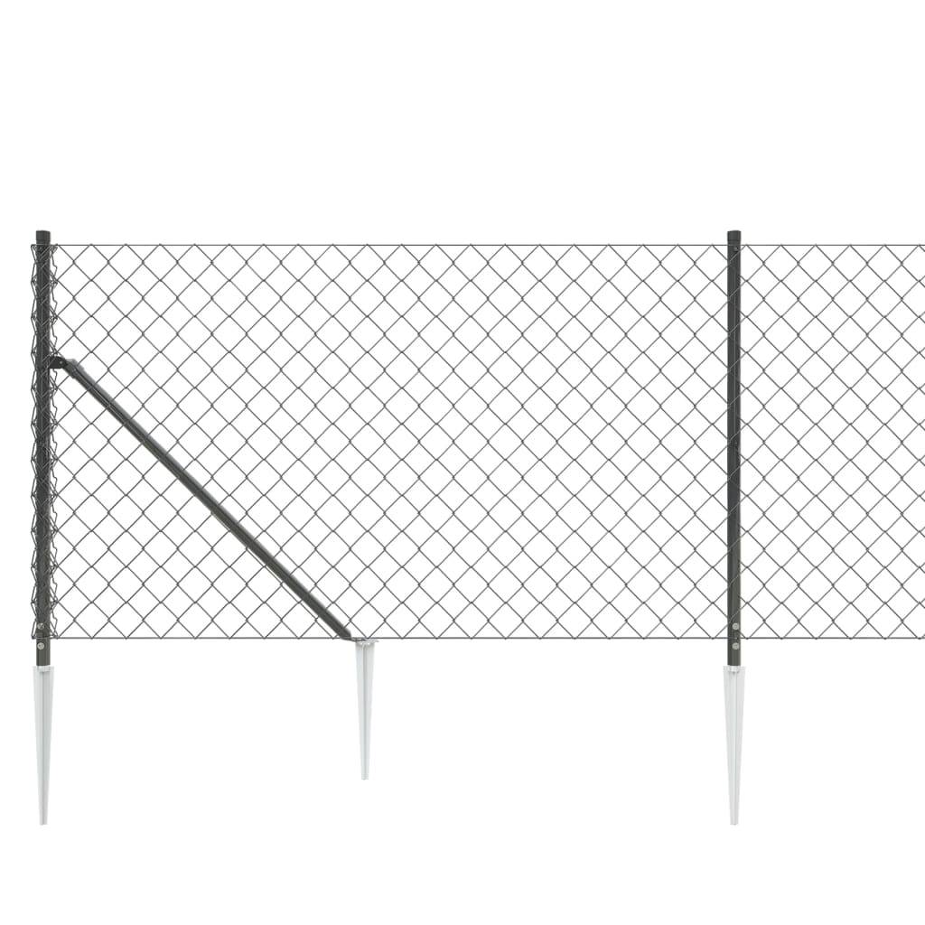 vidaXL Maschendrahtzaun mit Bodenhülsen Anthrazit 0,8x25 m