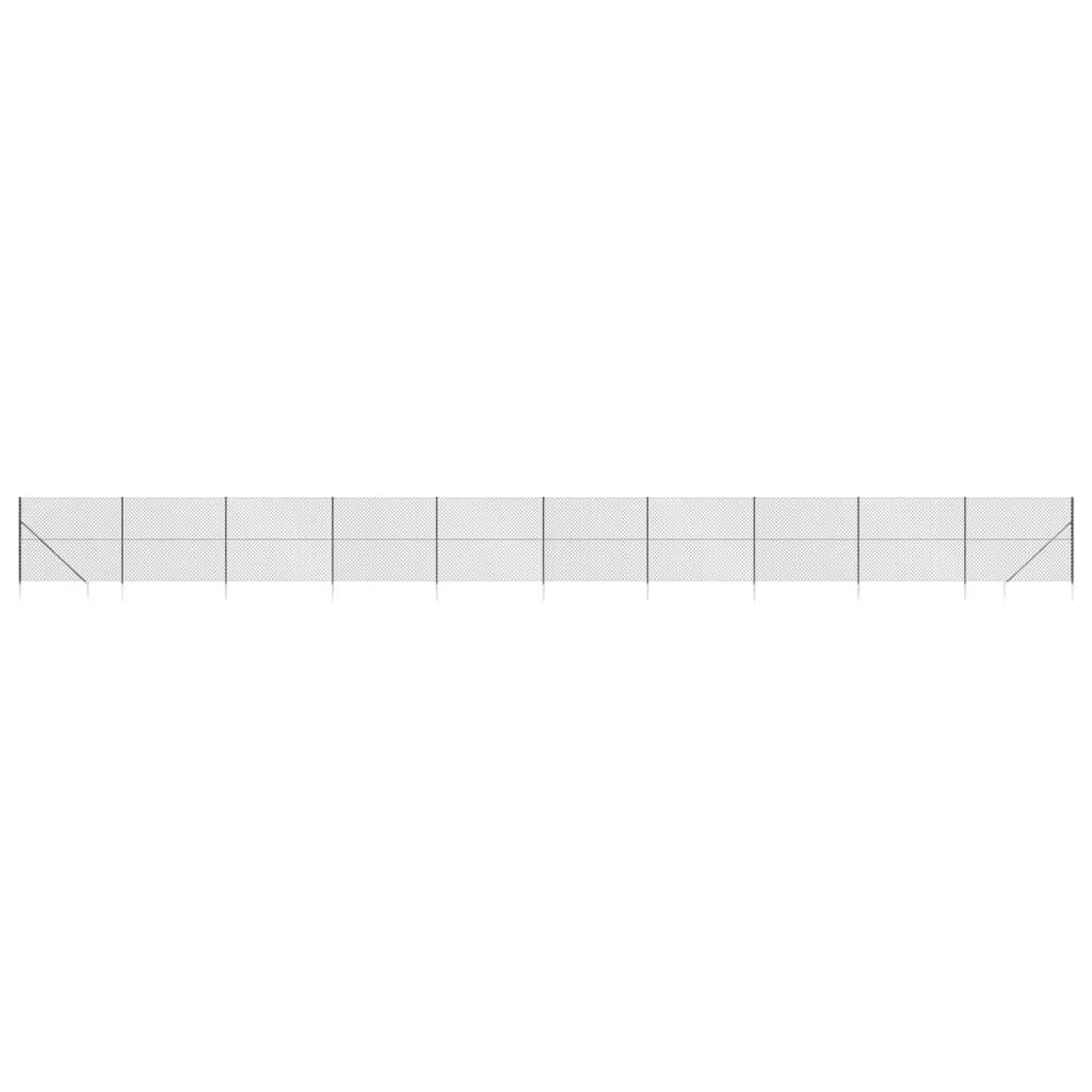 vidaXL Maschendrahtzaun mit Bodenhülsen Anthrazit 1,8x25 m