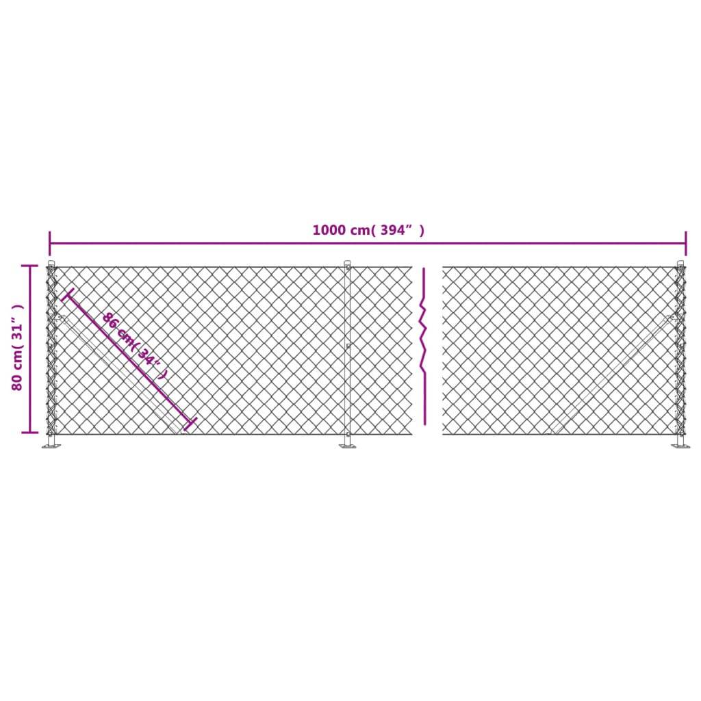 vidaXL Maschendrahtzaun mit Bodenflansch Anthrazit 0,8x10 m
